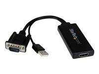 StarTech.com Adaptateur VGA vers HDMI avec audio USB et alimentation USB - Convertisseur portable VGA vers HDMI - M/F - 1080p - Blanc - Câble adaptateur - HD-15 (VGA), USB type B mâle pour HDMI femelle - 26 cm - noir - alimentation USB, support 1080p, actif VGA2HDU