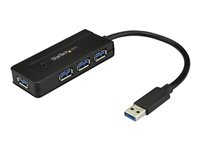 StarTech.com Hub USB 3.0 à 4 ports - Mini hub avec port de charge - Adaptateur d'alimentation inclus (ST4300MINI) - Concentrateur (hub) - 4 x SuperSpeed USB 3.0 - de bureau - pour P/N: USB312SAT3CB, USB315CB2M, USBLT1MWS, USBLT2MBR, USBLT30CMW, USBLTM1MBK, USBLTM1MWH ST4300MINI