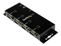 StarTech.com Hub adaptateur USB vers série DB9 RS232 4 ports – Montage sur rail DIN industriel et mural - Adaptateur série - USB 2.0 - RS-232 x 4 - noir ICUSB2324I